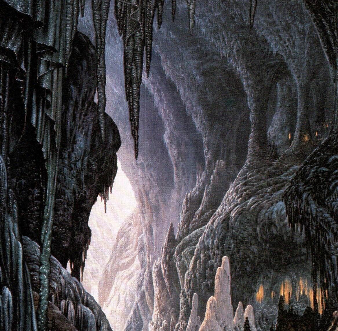 The Glittering Caves of Aglarond by Ted Nasmith from The Two Towers Vintage art-book page - Image 4
