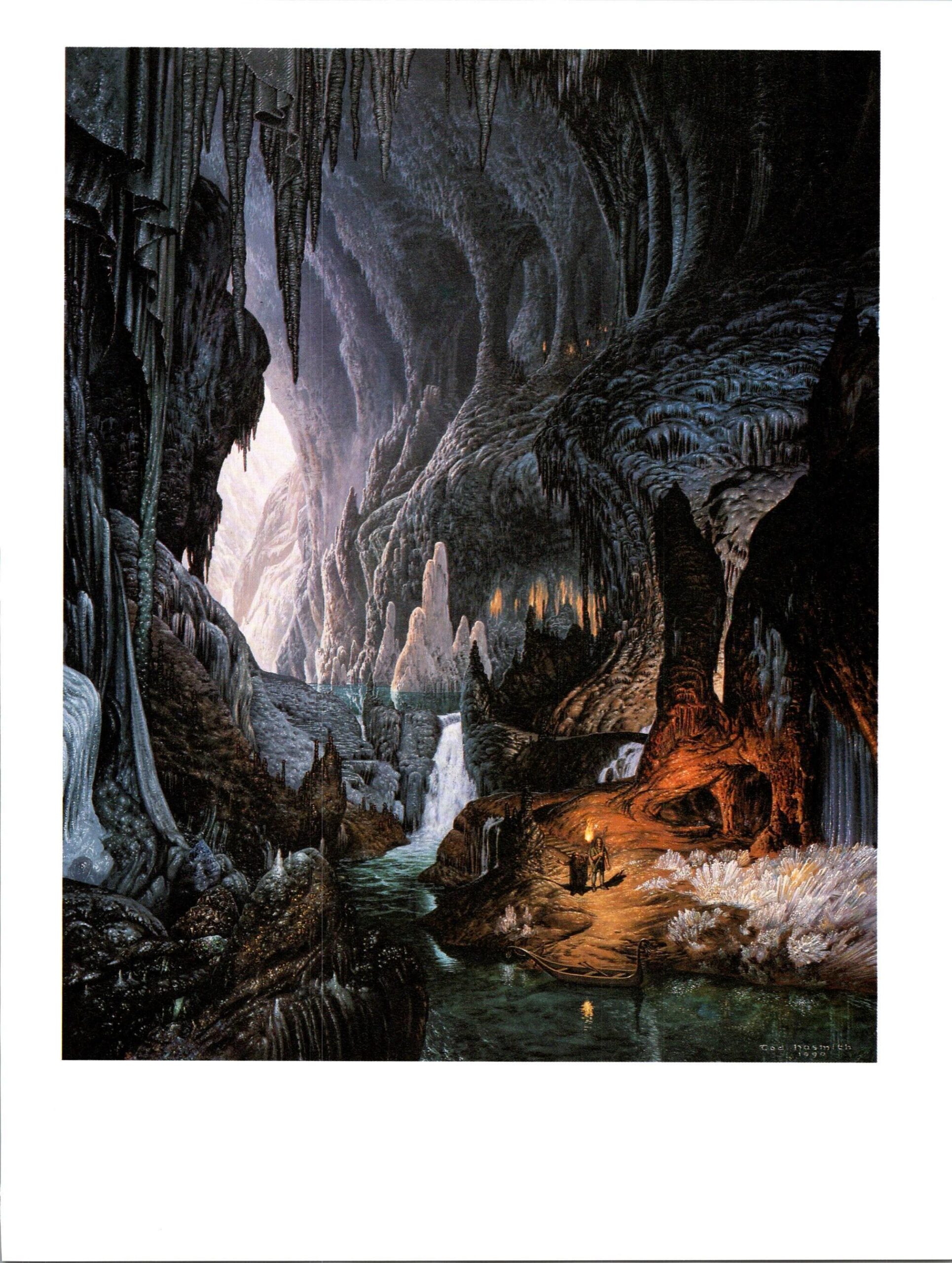 The Glittering Caves of Aglarond by Ted Nasmith from The Two Towers Vintage art-book page - Image 5