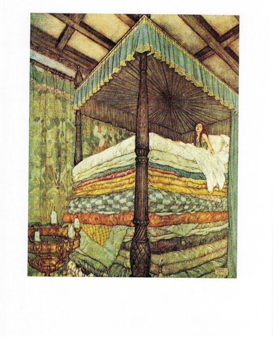 Edmund Dulac “Princess and Pea” Vintage Art Book Page [1911]