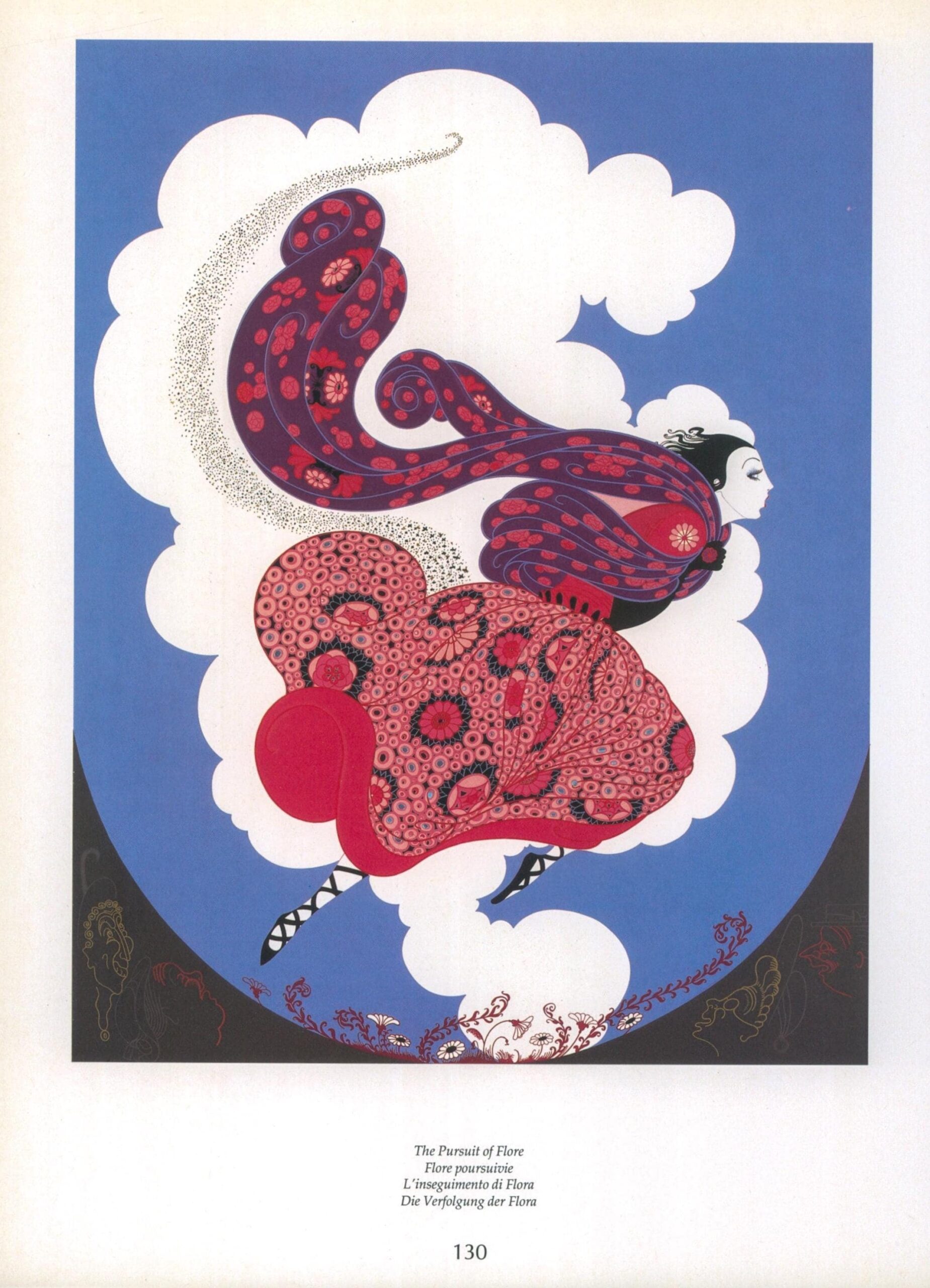 Vintage Erte Fashion Print: "Cleopatre/The Pursuit of Flore" Two-sided art book page - Image 4