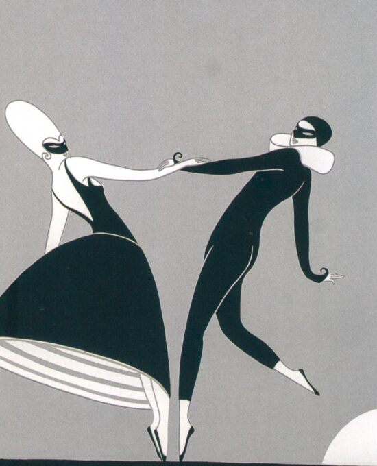 Vintage Erte Fashion Print: “The Slave/Pas de deux” Two-sided art book page