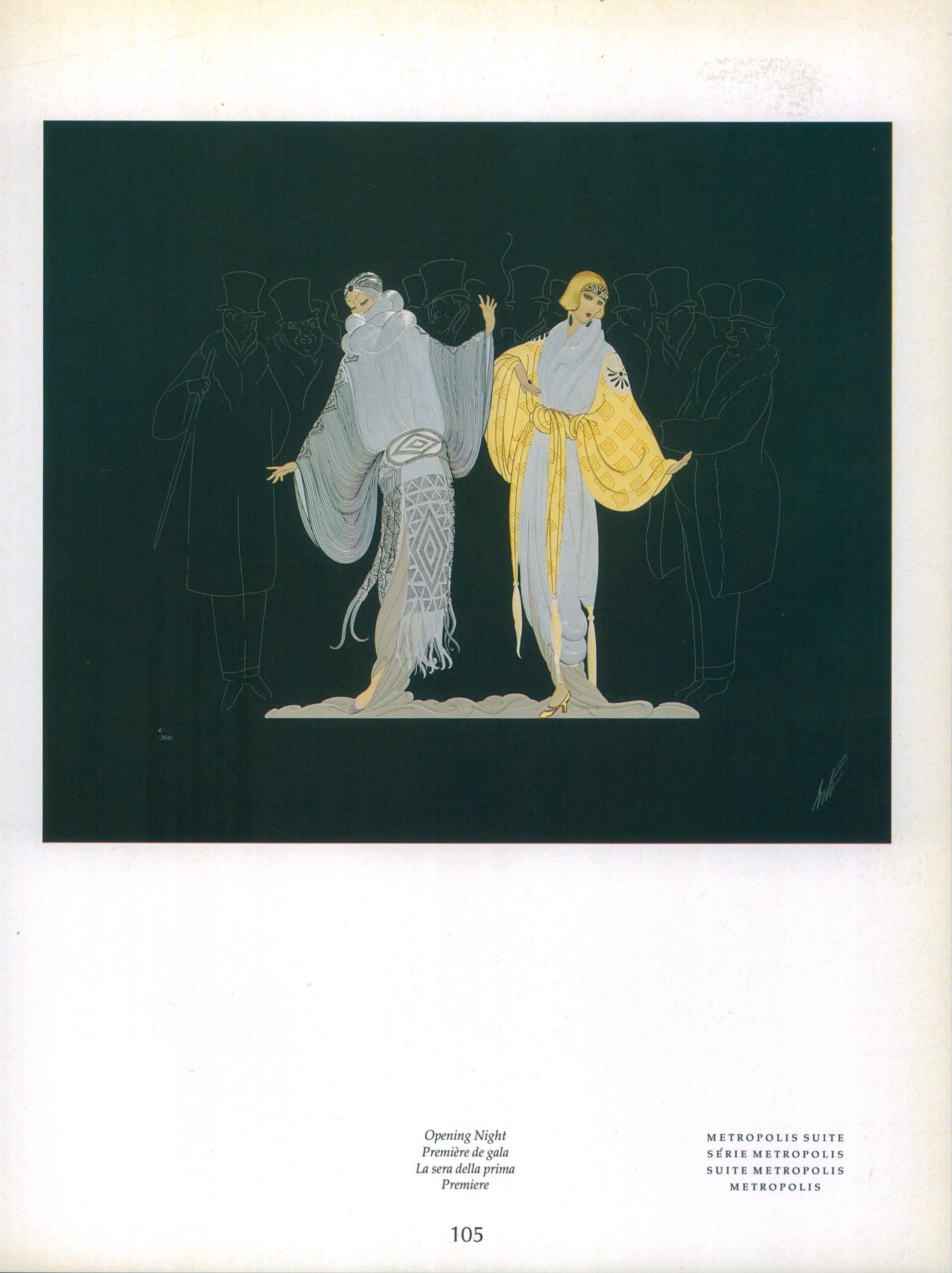 Vintage Erte Art Deco Print: "Opening Night/Spring Shadows" Two-Sided Book Page - Image 3