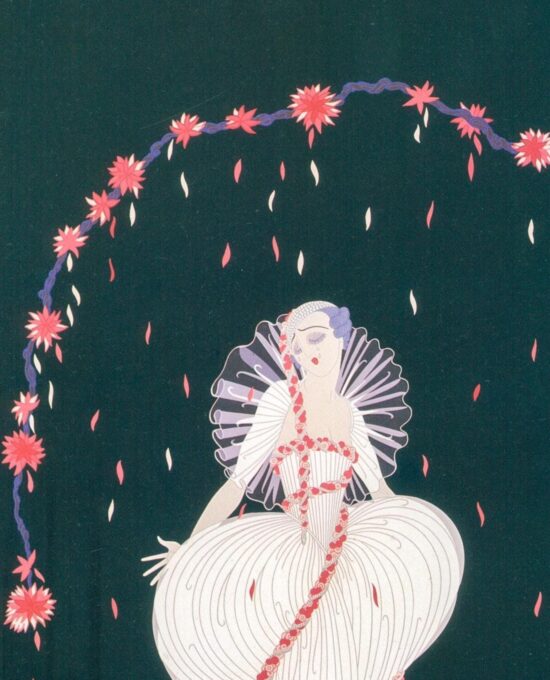 Vintage Erte Fasion Print: “Columbine/Athena” Two-sided art book page