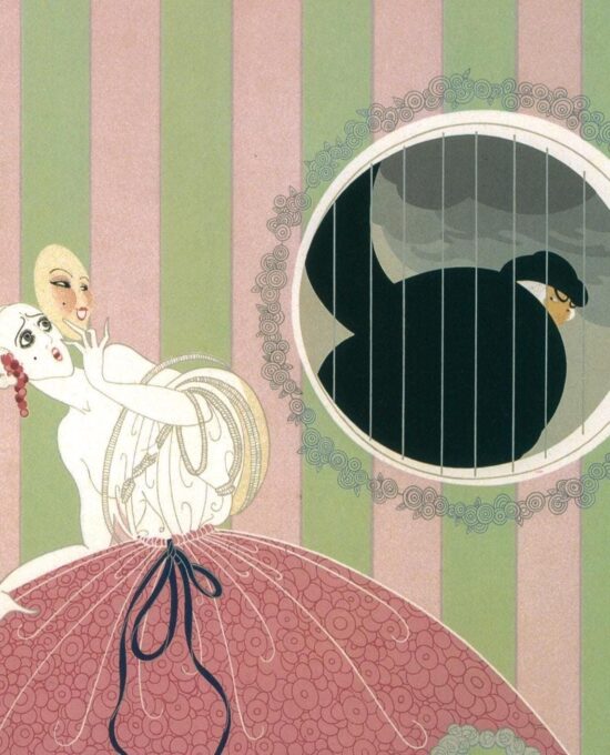 Vintage Erte Fantasy Print: “Sandstorm/Deception” Two-sided art book page