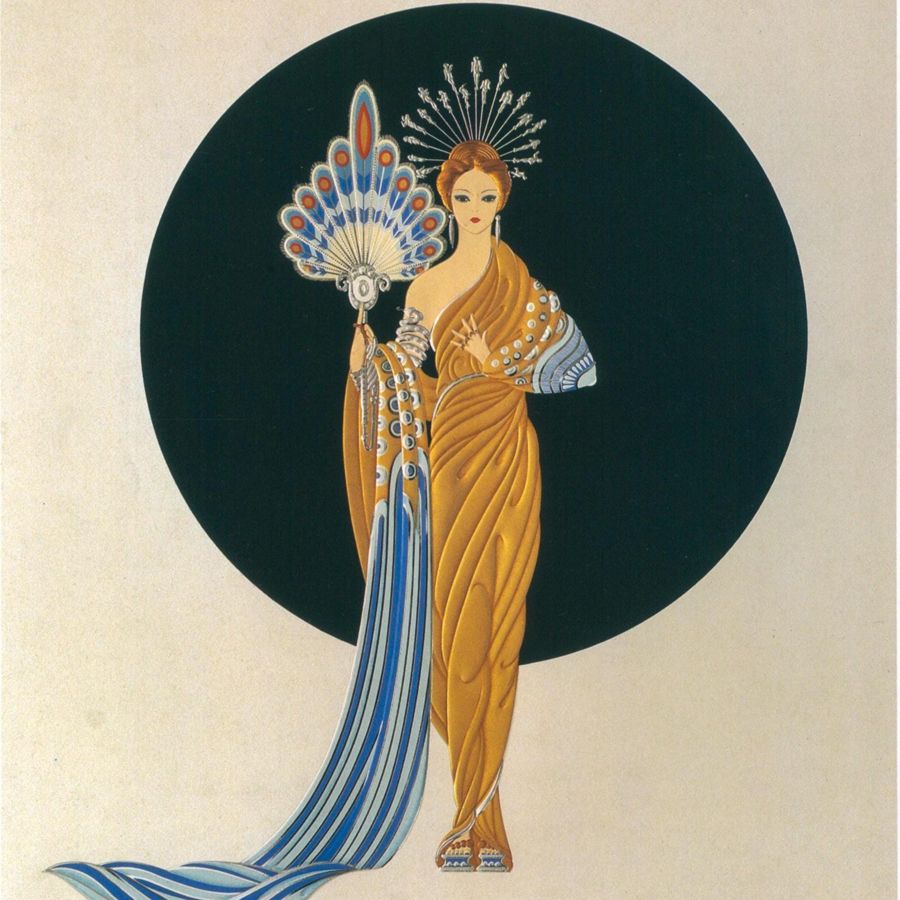 Vintage Erte Fasion Print: "Columbine/Athena" Two-sided art book page - Image 2