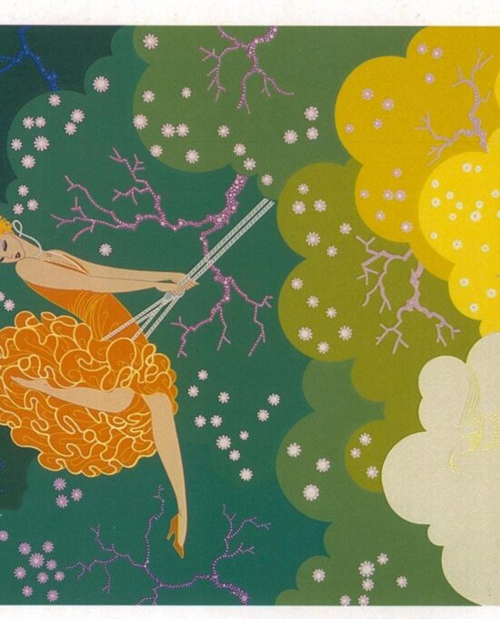 Vintage Erte Art Deco Print: “Monaco/The Swing” Two-Sided Book Page