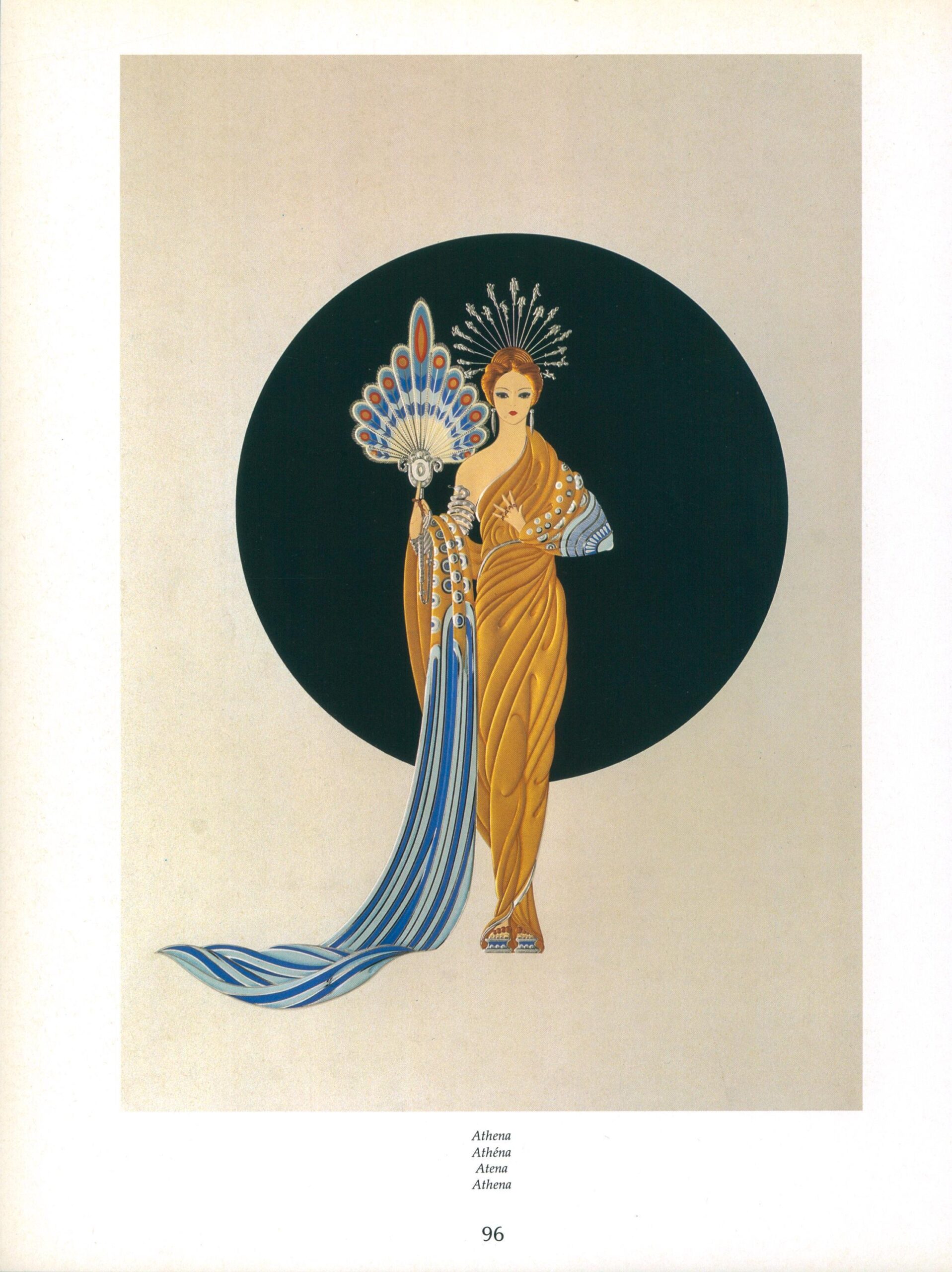 Vintage Erte Fasion Print: "Columbine/Athena" Two-sided art book page - Image 4