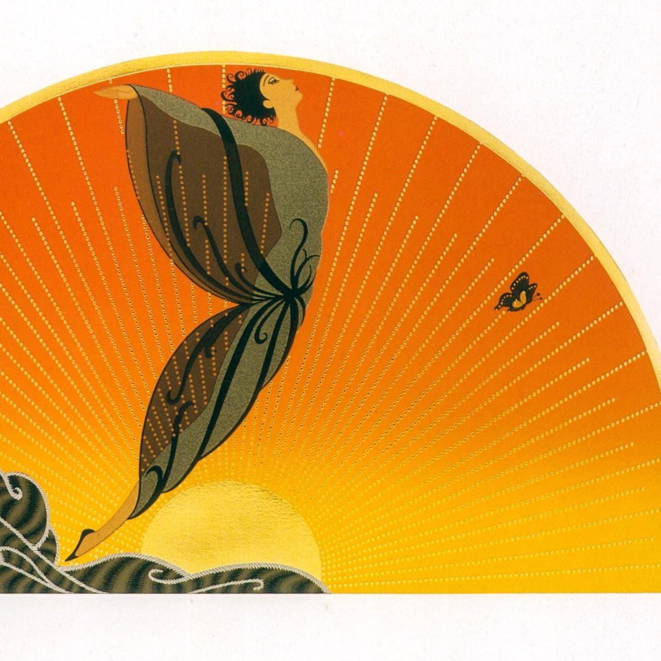 Vintage Erte Art Deco "Sunrise" Print: 10x13.5 Satin Book Page