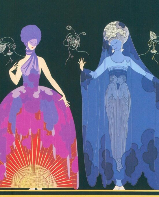 Erte Art Deco Print: “Evening, Night” Vintage Book Page (10×13.5″)
