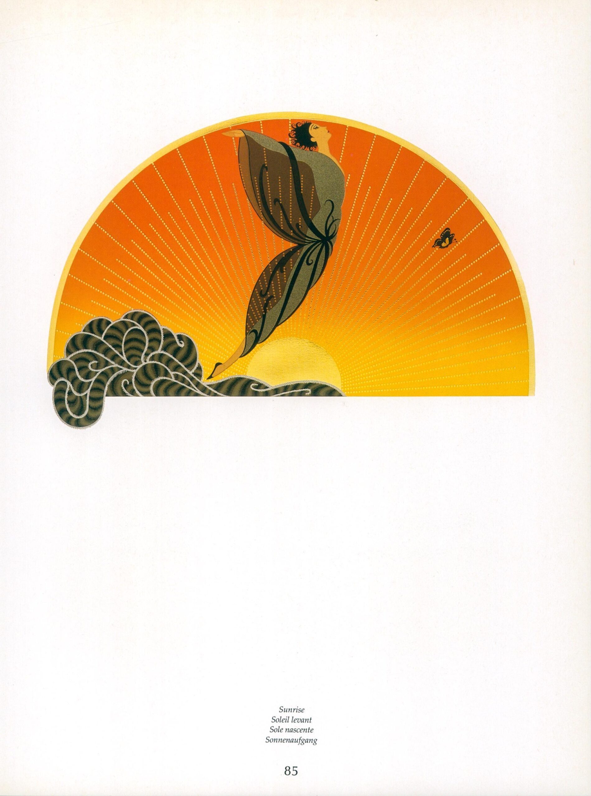 Vintage Erte Art Deco "Sunrise" Print: 10x13.5 Satin Book Page - Image 3