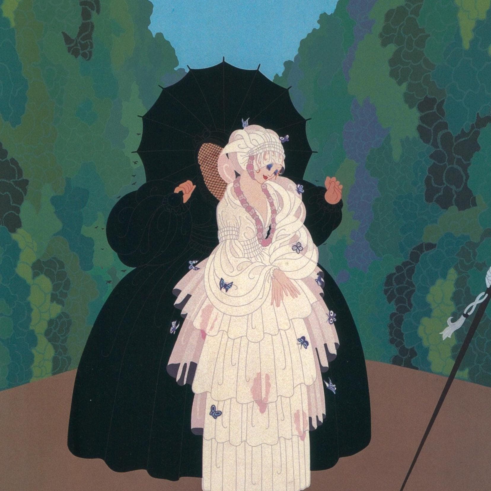 Vintage Erte Art Deco Print: "Debutante" Satin Paper Book Page