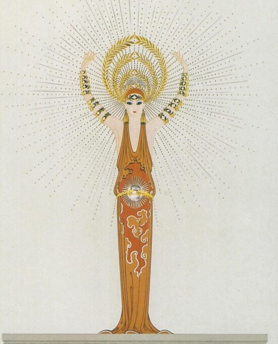 Vintage Erte Art Deco Print: “Diana” Satin Book Page