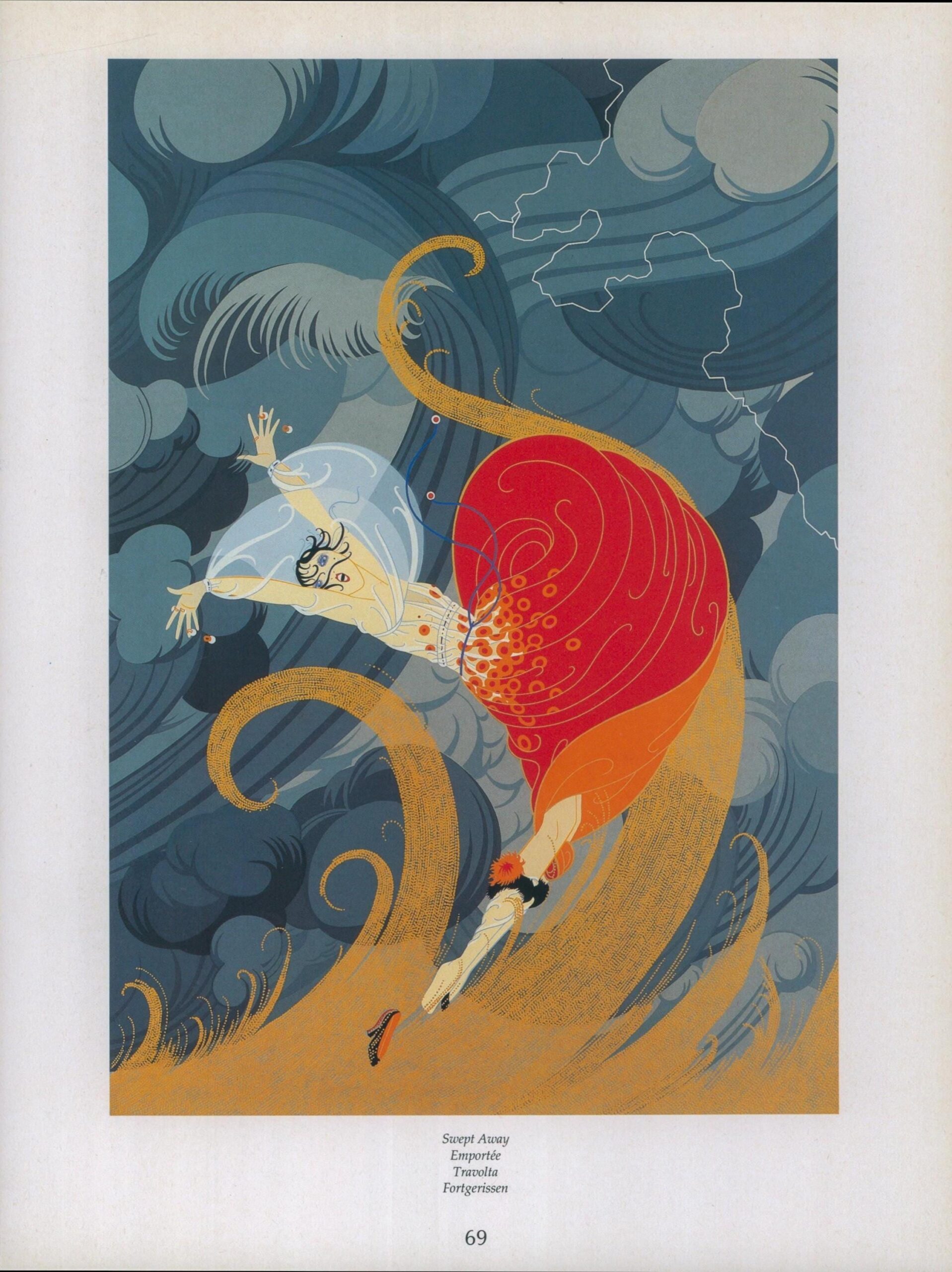 Vintage Erte Art Deco Print: "Swept Away" Book Page (10x13.5") - Image 3