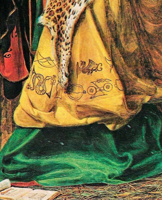 Morgan le Fay 1864 ’70s art book page Frederick Sandys Pre-Raphaelite