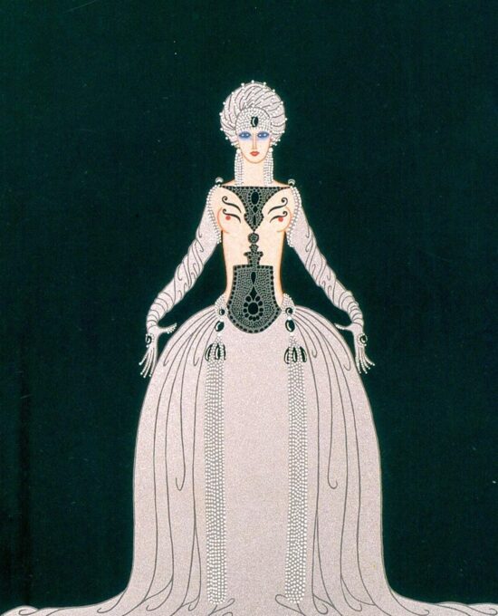 Vintage Erte Art Deco Print: “Kiss of Fire / Kissing” Two-Sided Art Book Page