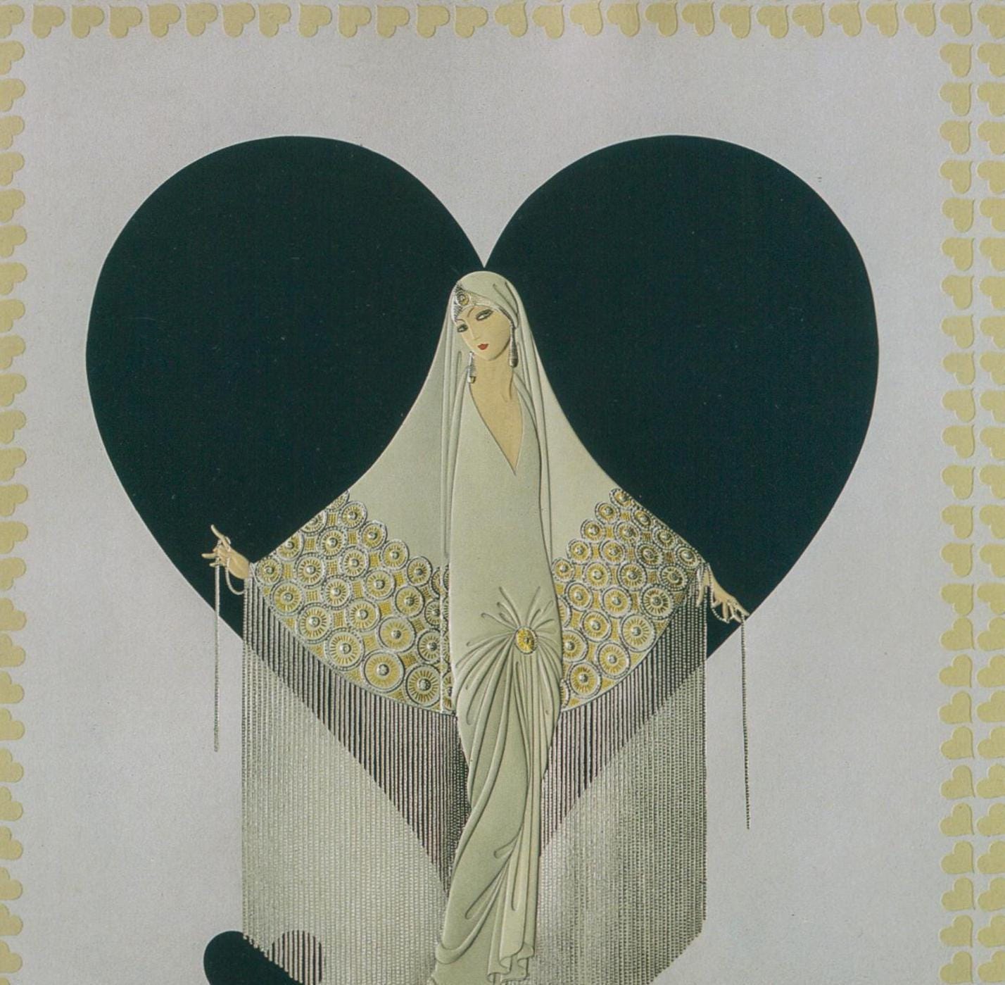 Erte Art Deco Print: Vintage "Fringe Gown" Book Page