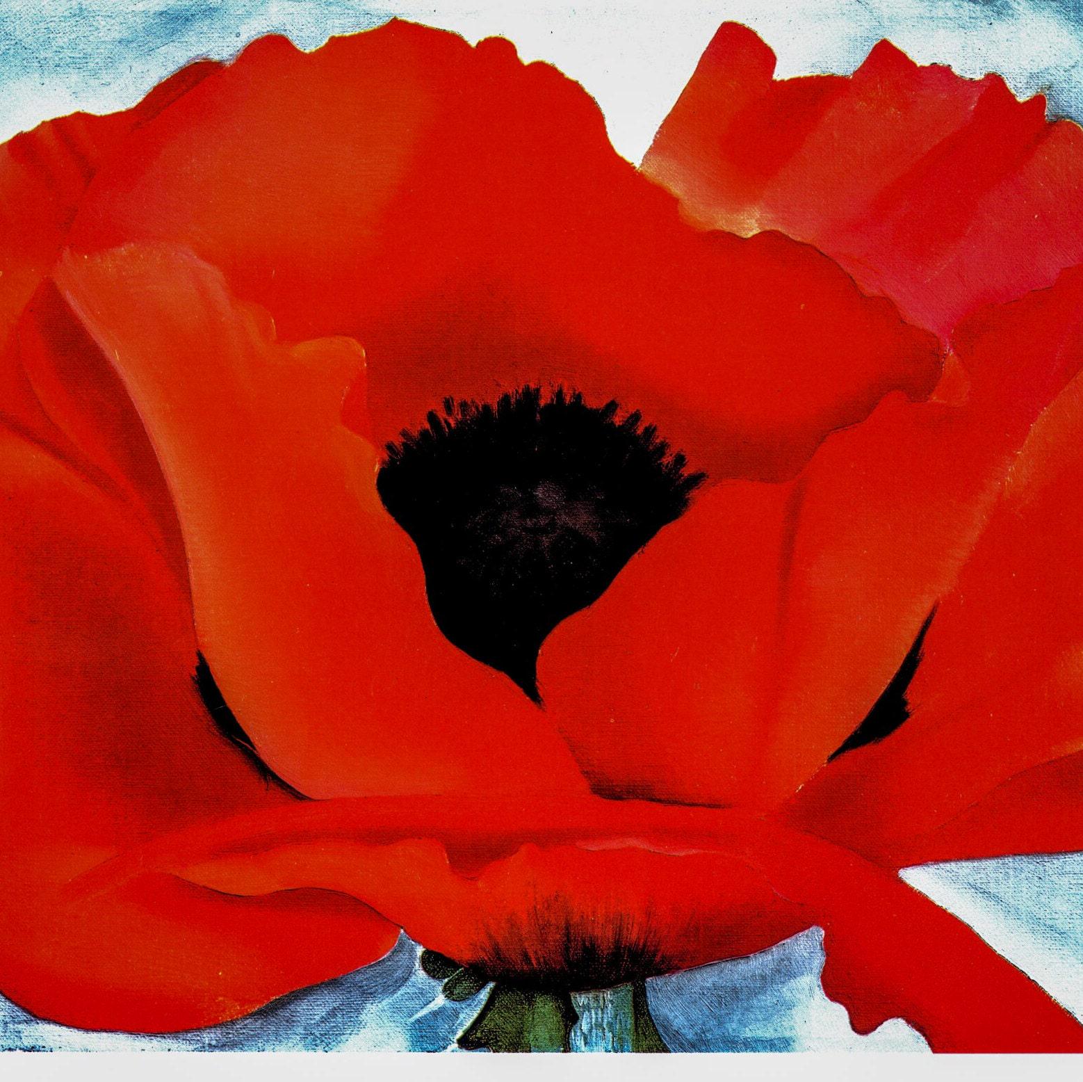 Georgia O'Keeffe print 1929 "Red Poppy" Original vintage color book page