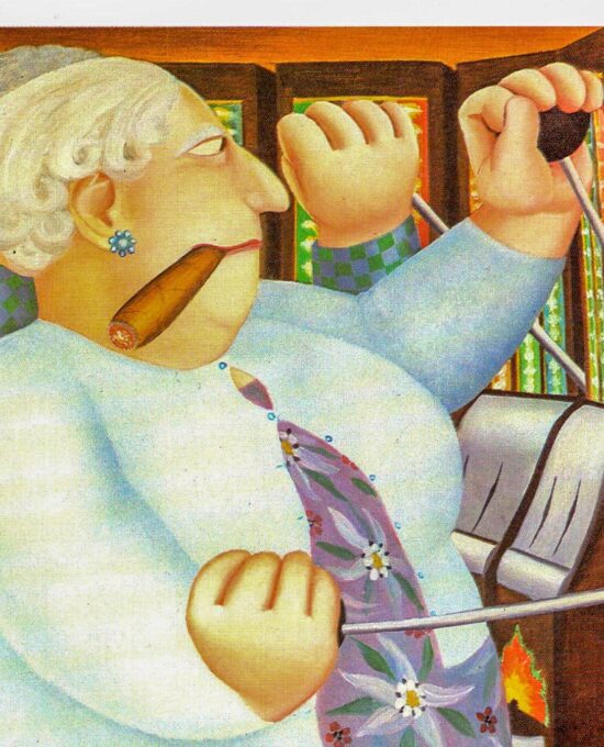 Beryl Cook “Woman with Cigar” c.1985 Vintage art book page Atlantic City scenes