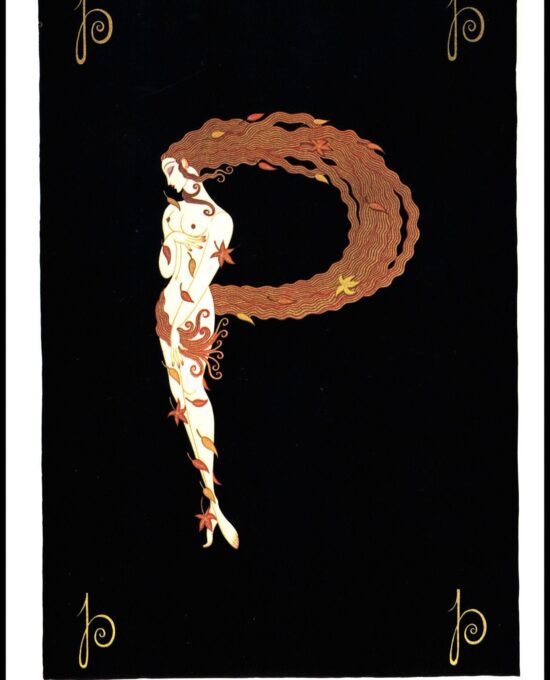 Erte Classic Art Deco Print The Alphabet series “O” & “P” 1977 Vintage art book page