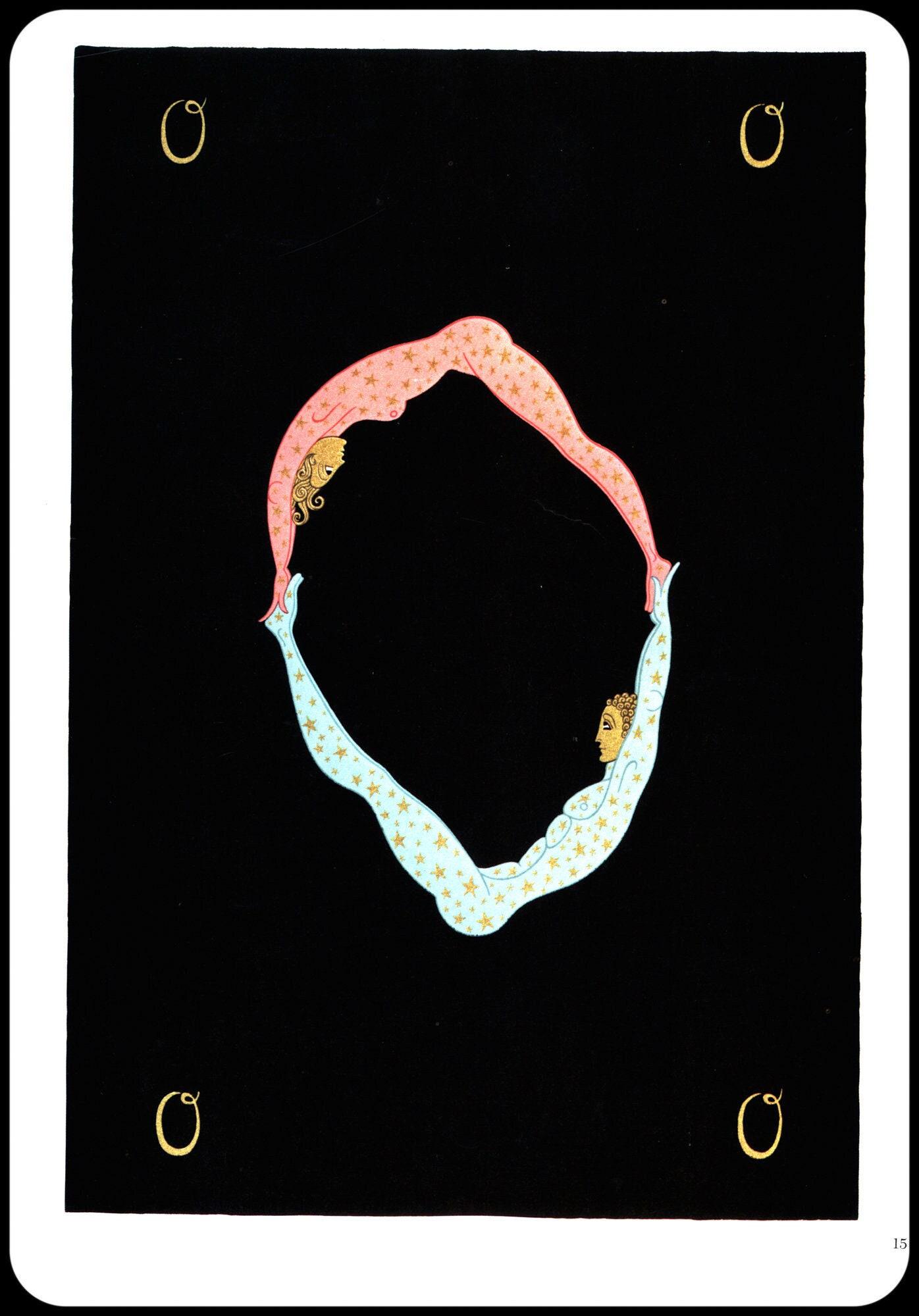 Erte Classic Art Deco Print The Alphabet series "O" & "P" 1977 Vintage art book page - Image 2