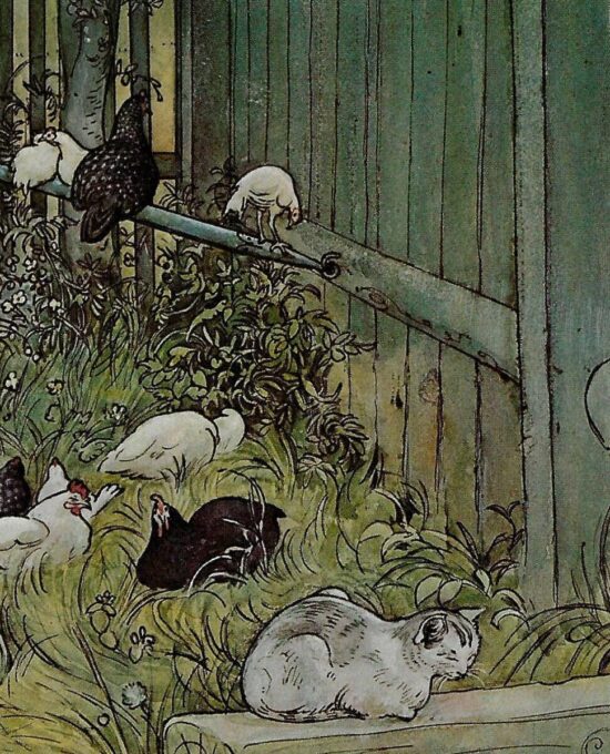 The Gate 1900 Carl Larsson Vintage art book page Victorian illustration