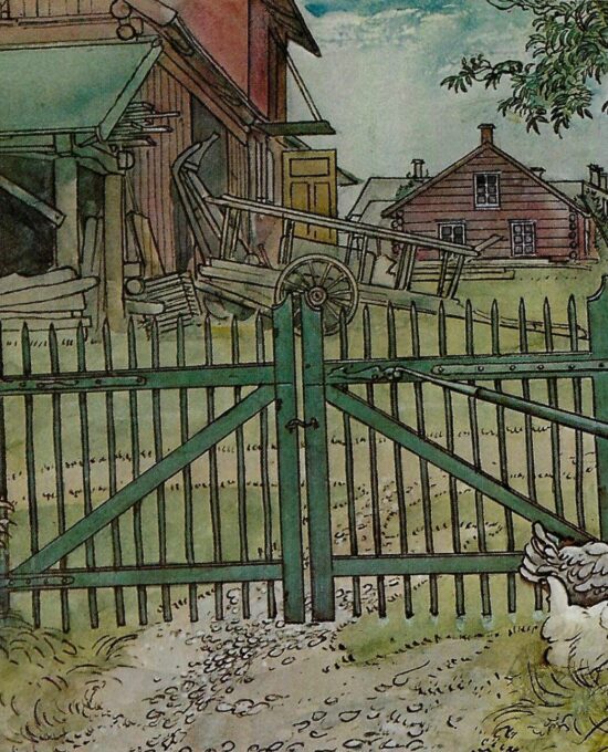 The Gate 1900 Carl Larsson Vintage art book page Victorian illustration