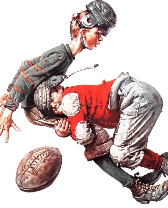 Norman Rockwell “Tackled” & “The Buggy Ride” Oversized 2-sided vintage art book page