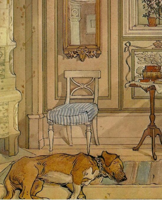 Lazy Corner 1900 Carl Larsson Vintage art book page Victorian watercolor illustrators