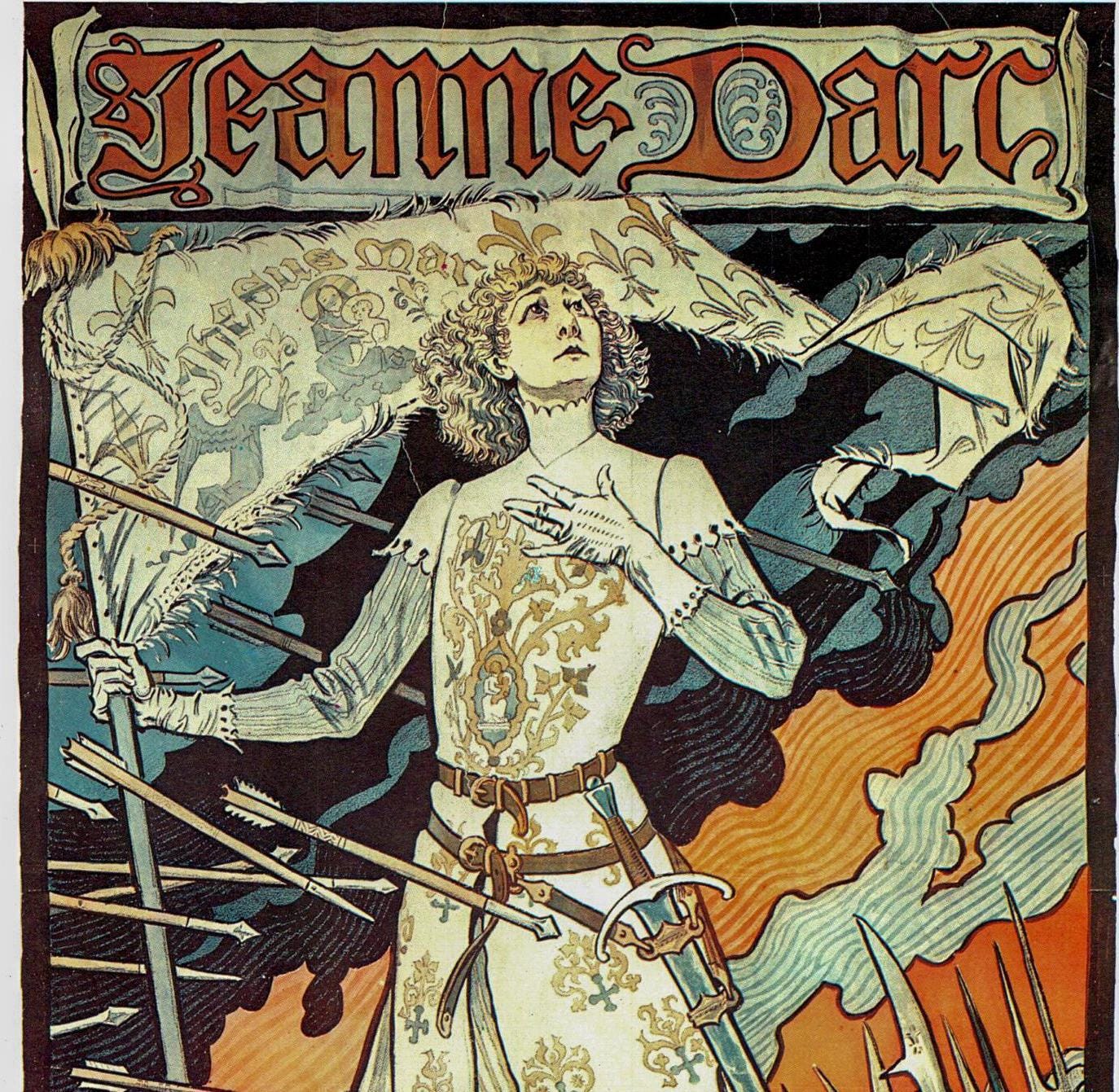Eugene Grasset "Sarah Bernhardt dans Jeanne d'Arc" Vintage art book page