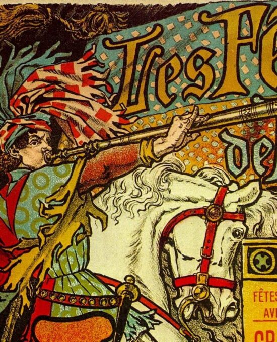 Eugene Grasset “Les Fetes de Paris” 1885 Vintage art book page