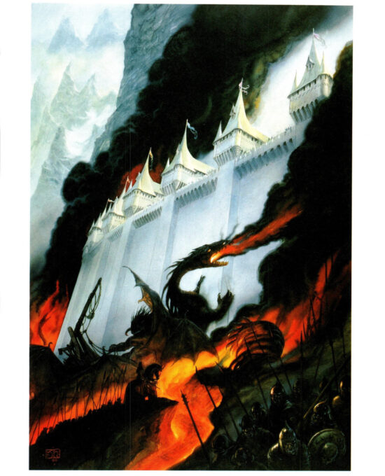 The Fall of Gondolin by John Howe from The Silmarillion Vintage Middle-Earth art print