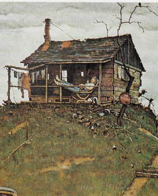 Norman Rockwell Vintage art book page “Fixing A Flat” August 1946