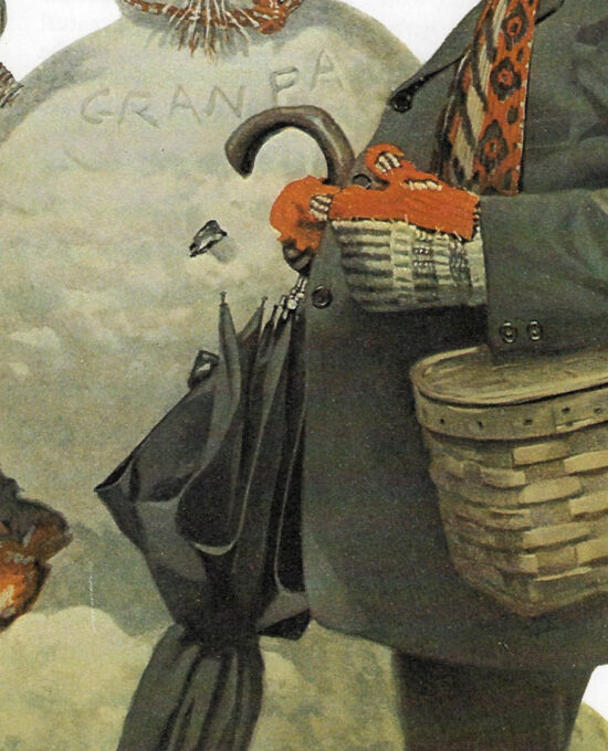 Norman Rockwell Vintage art book page “Portrait in the Snow” December 1919