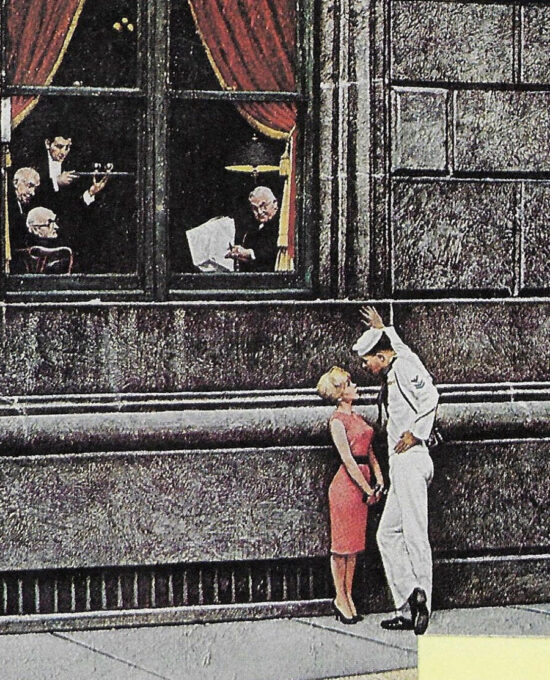 Norman Rockwell Vintage art book page “The University Club” August 1960
