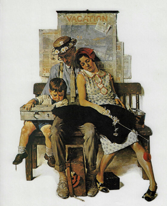 Norman Rockwell Vintage art book page “Home from Vacation” September 1930