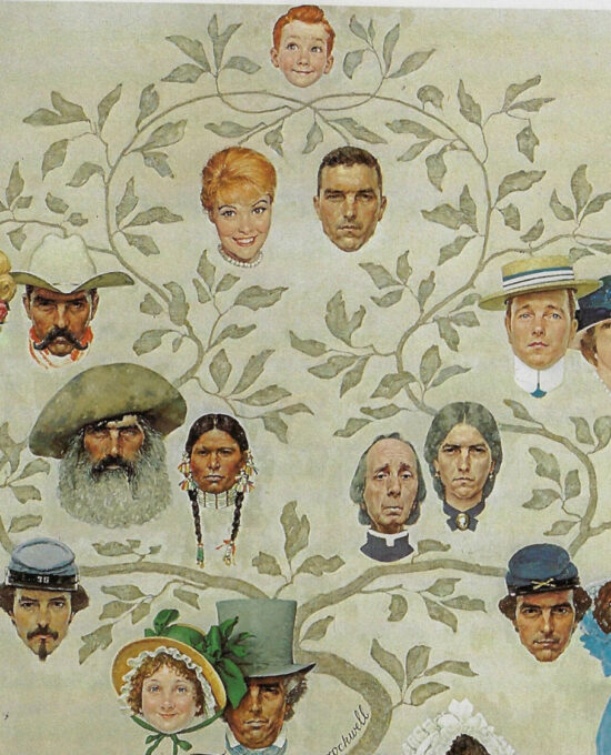 Norman Rockwell Vintage art book page “Family Tree” October 1959