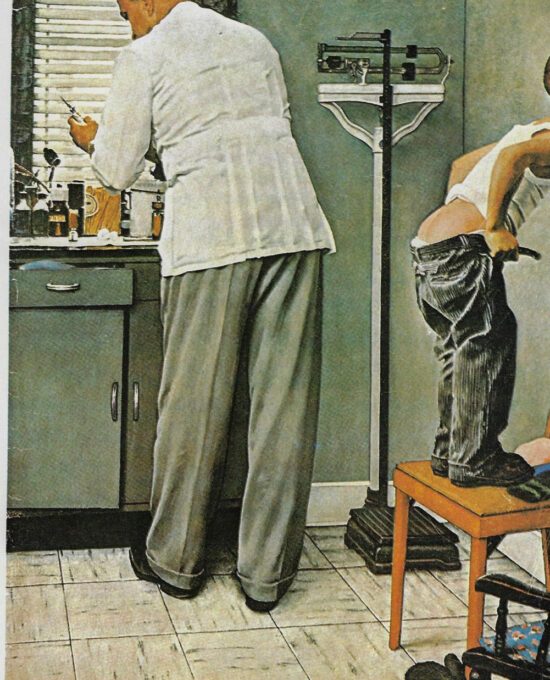 Norman Rockwell Vintage art book page “Before the Shot” March 1958