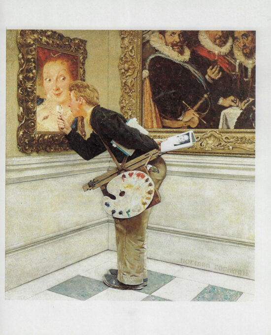 Norman Rockwell Vintage art book page “The Critic” April 1955