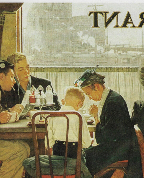 Norman Rockwell Vintage art book page “Saying Grace” November 1951