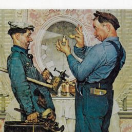 Norman Rockwell Vintage art book page "The Plumbers" June 1951 cover