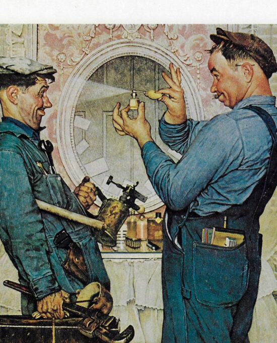 Norman Rockwell Vintage art book page “The Plumbers” June 1951 cover