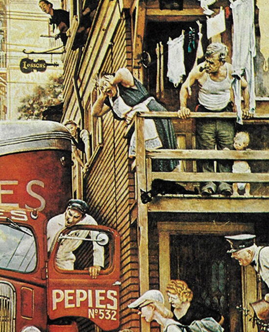 Norman Rockwell Vintage art book page “Traffic Conditions” July 1949