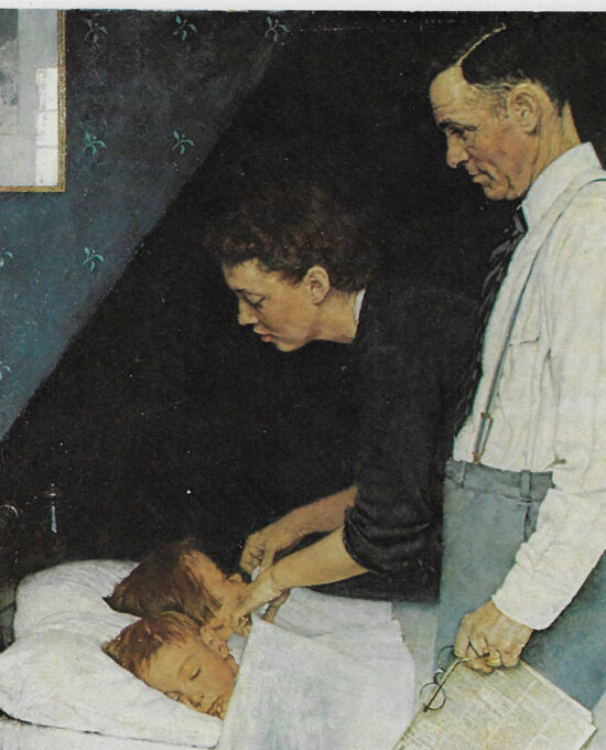 Norman Rockwell Vintage art book page “Freedom from Fear” 1943