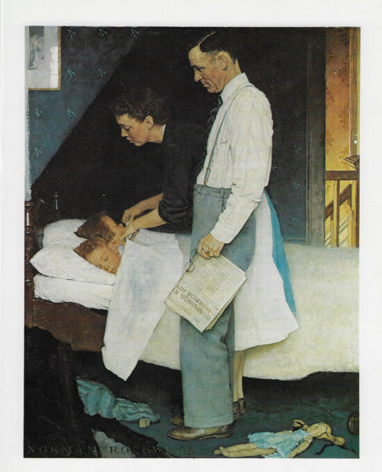 Norman Rockwell Vintage art book page “Freedom from Fear” 1943