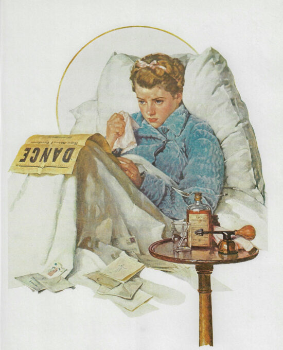 Norman Rockwell Vintage art book page “Missing the Dance” January 1937