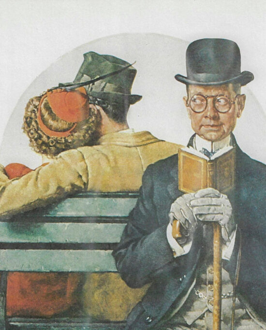 Norman Rockwell Vintage art book page “All Buttoned Up”