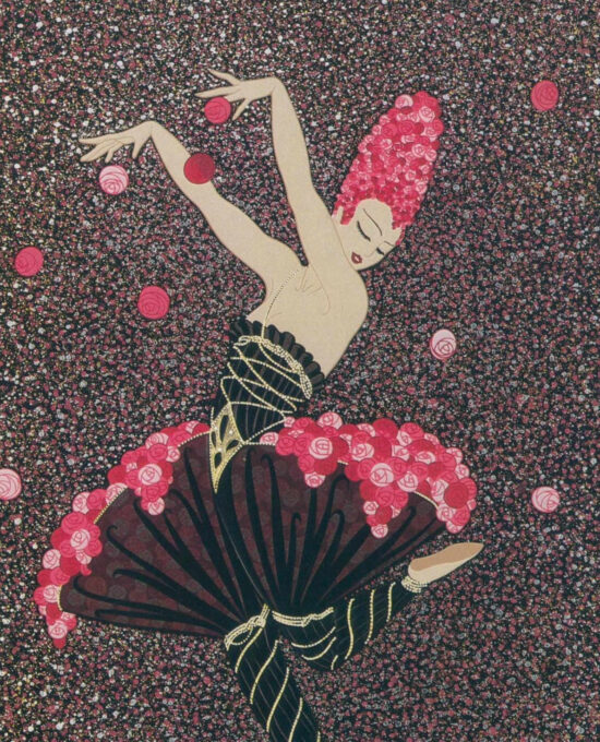 Vintage Erte Art Deco Print: Rose Dancer Illustration (10×13.5)