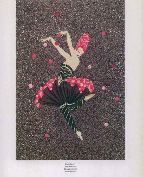 Vintage Erte Art Deco Print: Rose Dancer Illustration (10×13.5)