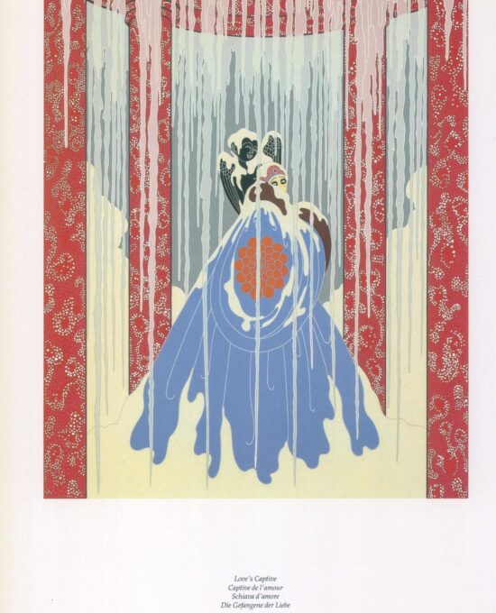 Vintage Erte Fashion Print: “Love’s Captive / La Somptueuse” Two-sided art book page