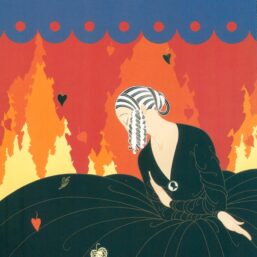 Vintage Erte Fashion Print: "Memories/Red Sea" Two-sided art book page